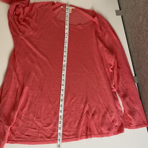 Eileen Fisher Pink Linen Nylon‎ Fine Knit Asymmetrical Top Tee Shirt XL Beachy - Picture 9 of 12